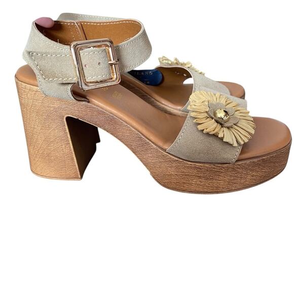 Sophia Milano Made Italy Tan Suede Block Heel Sandals size 8 NWTs - Picture 3 of 12